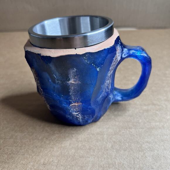 Plastic Faux Mineral Crystal Coffee Cups 4‎ OUNCES Novelty Stainless Steel SET/4 - Picture 5 of 14